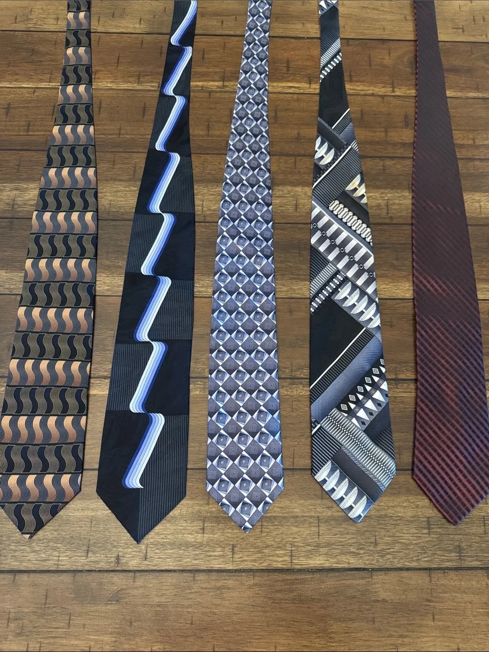 George Men's Patterned Tie Set in Black, Blue, Brown, Gray, and Maroon